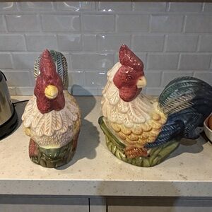 Colorful Ceramic Rooster Figurines